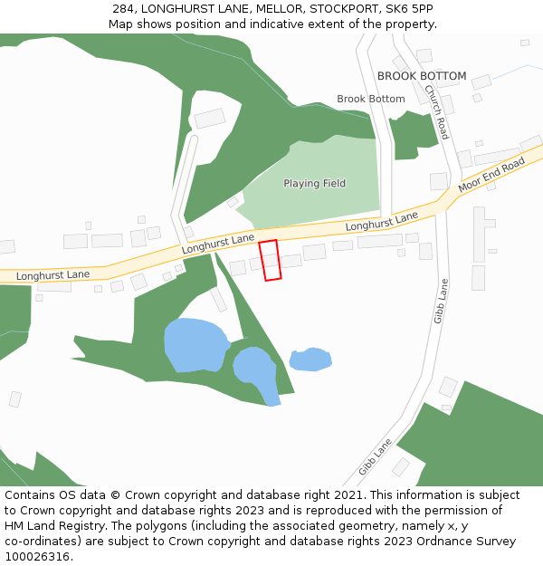 284, LONGHURST LANE, MELLOR, STOCKPORT, SK6 5PP: Location map and indicative extent of plot