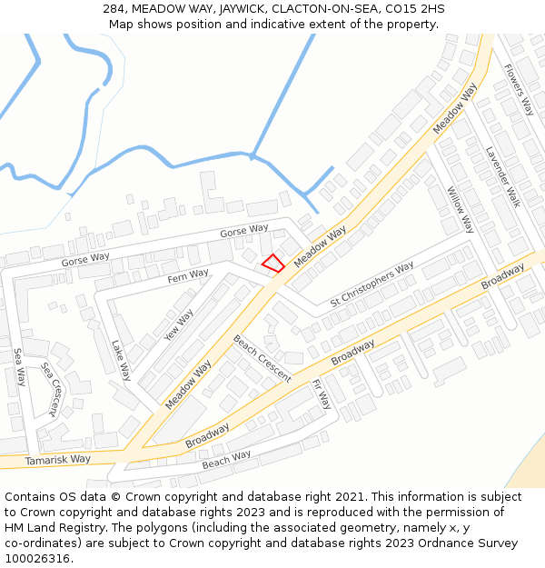 284, MEADOW WAY, JAYWICK, CLACTON-ON-SEA, CO15 2HS: Location map and indicative extent of plot