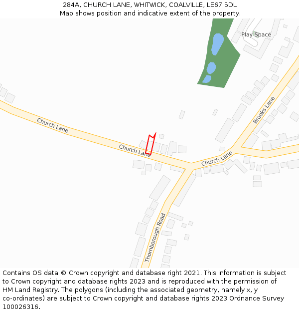 284A, CHURCH LANE, WHITWICK, COALVILLE, LE67 5DL: Location map and indicative extent of plot