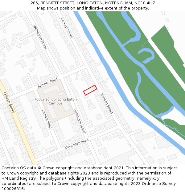 285, BENNETT STREET, LONG EATON, NOTTINGHAM, NG10 4HZ: Location map and indicative extent of plot