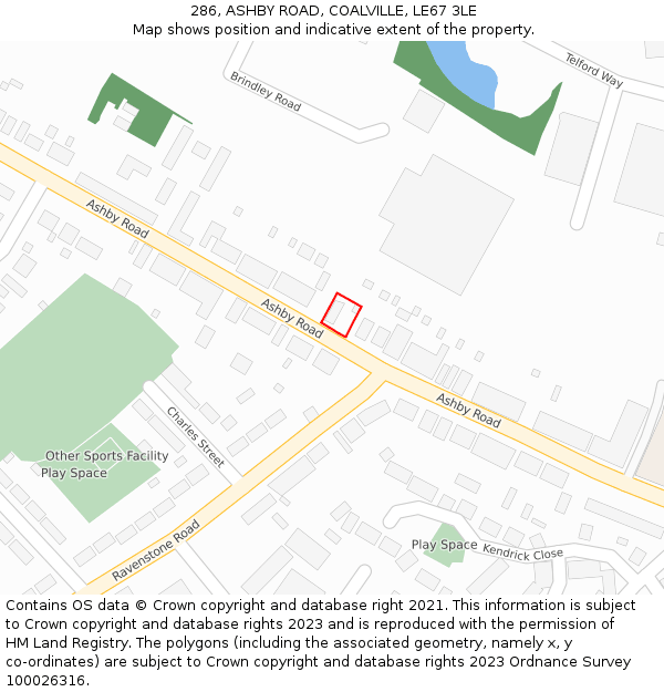 286, ASHBY ROAD, COALVILLE, LE67 3LE: Location map and indicative extent of plot