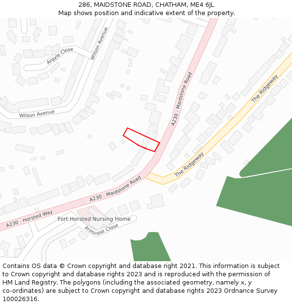 286, MAIDSTONE ROAD, CHATHAM, ME4 6JL: Location map and indicative extent of plot