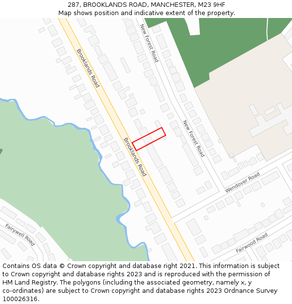 287, BROOKLANDS ROAD, MANCHESTER, M23 9HF: Location map and indicative extent of plot