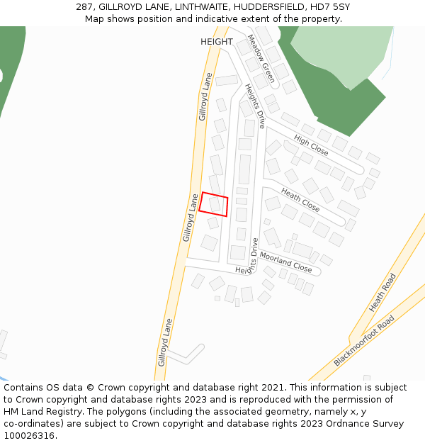 287, GILLROYD LANE, LINTHWAITE, HUDDERSFIELD, HD7 5SY: Location map and indicative extent of plot