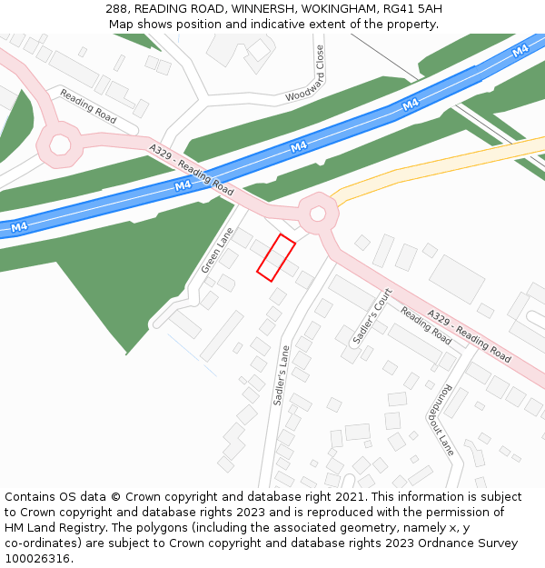 288, READING ROAD, WINNERSH, WOKINGHAM, RG41 5AH: Location map and indicative extent of plot