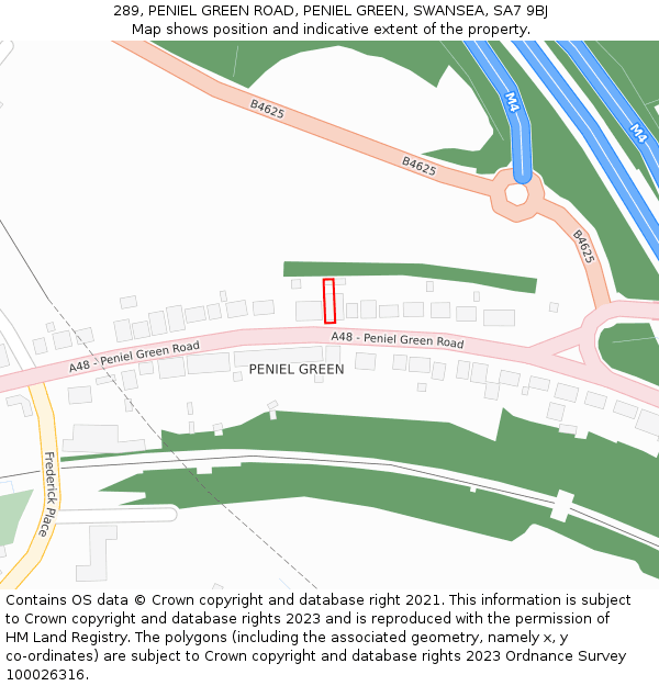 289, PENIEL GREEN ROAD, PENIEL GREEN, SWANSEA, SA7 9BJ: Location map and indicative extent of plot