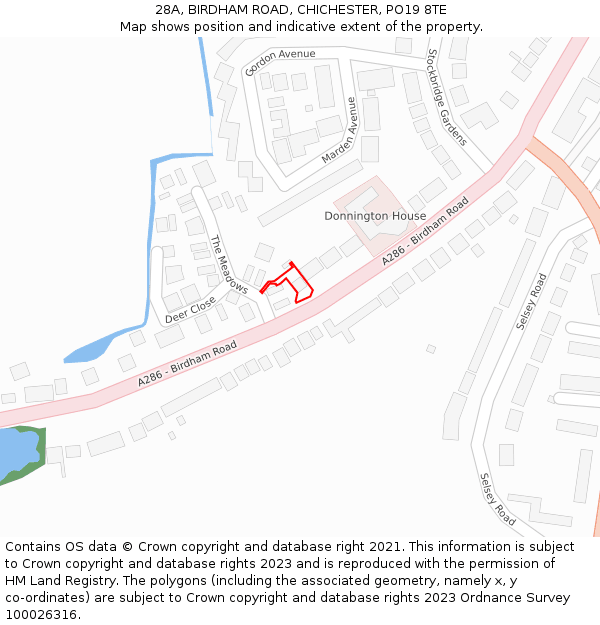 28A, BIRDHAM ROAD, CHICHESTER, PO19 8TE: Location map and indicative extent of plot