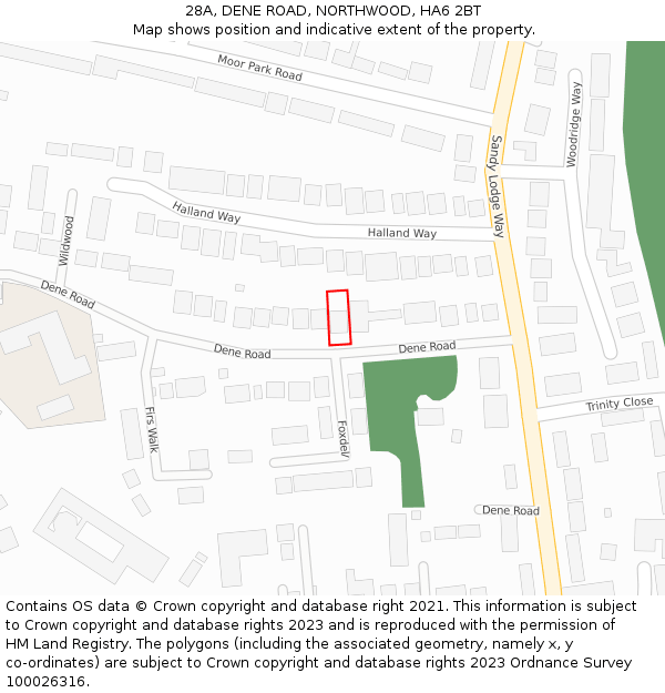 28A, DENE ROAD, NORTHWOOD, HA6 2BT: Location map and indicative extent of plot