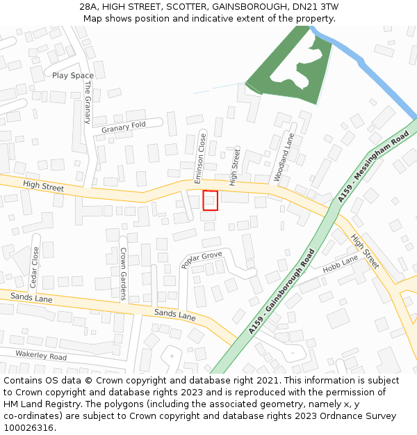 28A, HIGH STREET, SCOTTER, GAINSBOROUGH, DN21 3TW: Location map and indicative extent of plot