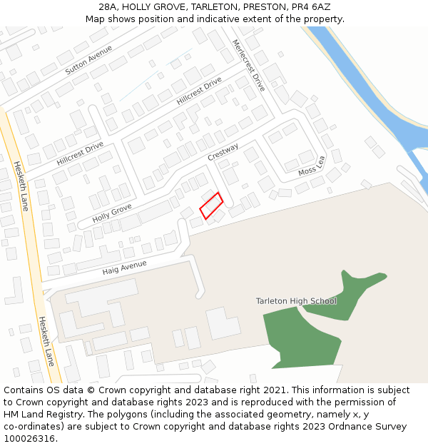 28A, HOLLY GROVE, TARLETON, PRESTON, PR4 6AZ: Location map and indicative extent of plot
