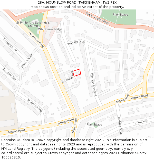 28A, HOUNSLOW ROAD, TWICKENHAM, TW2 7EX: Location map and indicative extent of plot