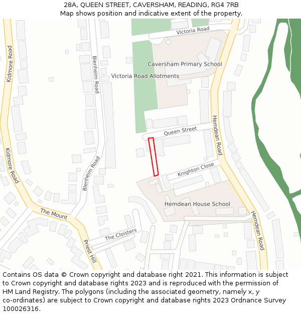 28A, QUEEN STREET, CAVERSHAM, READING, RG4 7RB: Location map and indicative extent of plot
