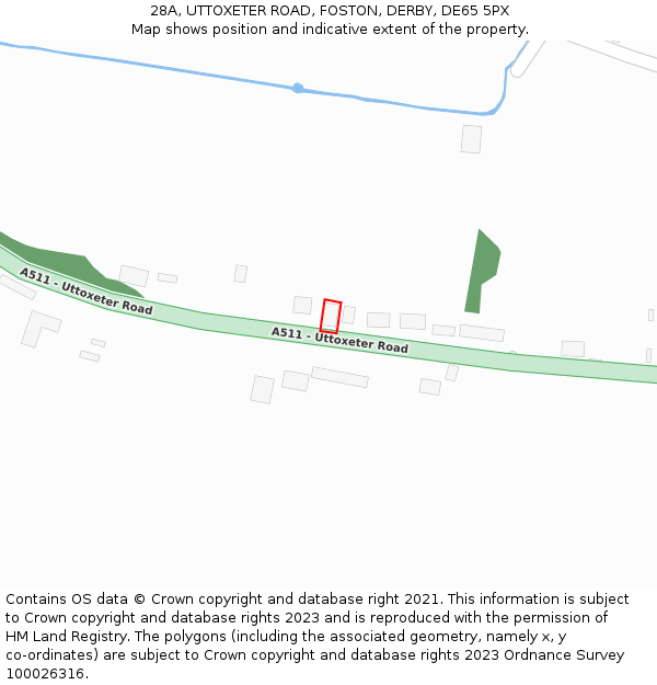 28A, UTTOXETER ROAD, FOSTON, DERBY, DE65 5PX: Location map and indicative extent of plot