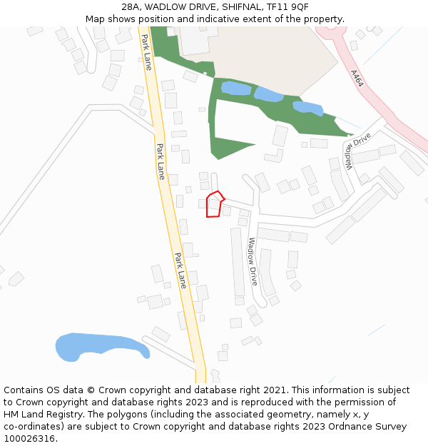 28A, WADLOW DRIVE, SHIFNAL, TF11 9QF: Location map and indicative extent of plot