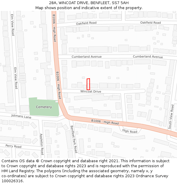 28A, WINCOAT DRIVE, BENFLEET, SS7 5AH: Location map and indicative extent of plot