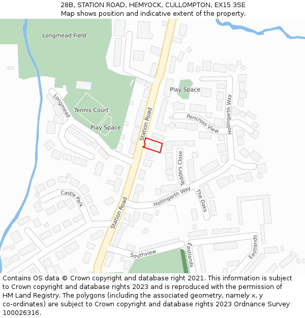 28B, STATION ROAD, HEMYOCK, CULLOMPTON, EX15 3SE: Location map and indicative extent of plot