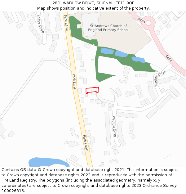 28D, WADLOW DRIVE, SHIFNAL, TF11 9QF: Location map and indicative extent of plot