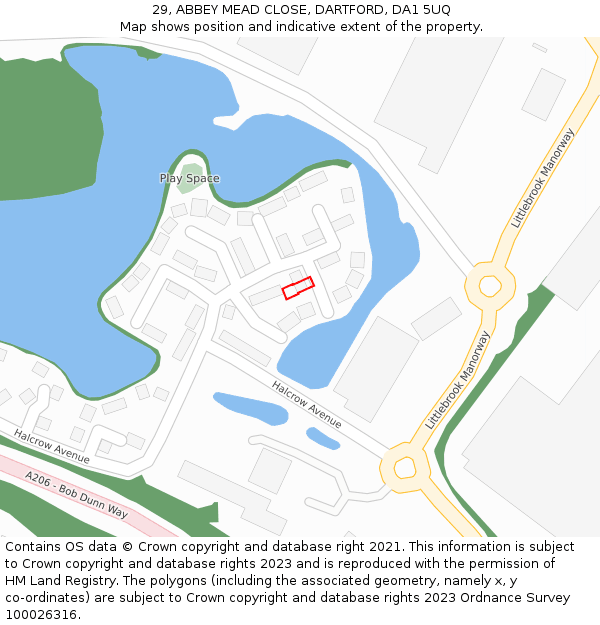 29, ABBEY MEAD CLOSE, DARTFORD, DA1 5UQ: Location map and indicative extent of plot