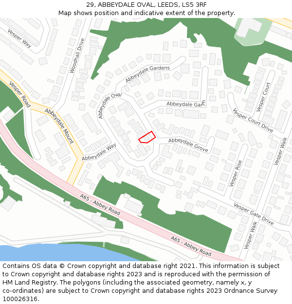 29, ABBEYDALE OVAL, LEEDS, LS5 3RF: Location map and indicative extent of plot