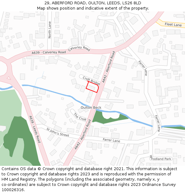 29, ABERFORD ROAD, OULTON, LEEDS, LS26 8LD: Location map and indicative extent of plot