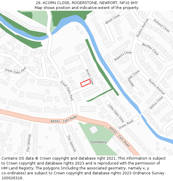 29, ACORN CLOSE, ROGERSTONE, NEWPORT, NP10 9HY: Location map and indicative extent of plot