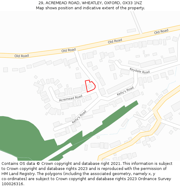 29, ACREMEAD ROAD, WHEATLEY, OXFORD, OX33 1NZ: Location map and indicative extent of plot