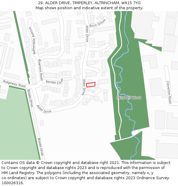 29, ALDER DRIVE, TIMPERLEY, ALTRINCHAM, WA15 7YG: Location map and indicative extent of plot