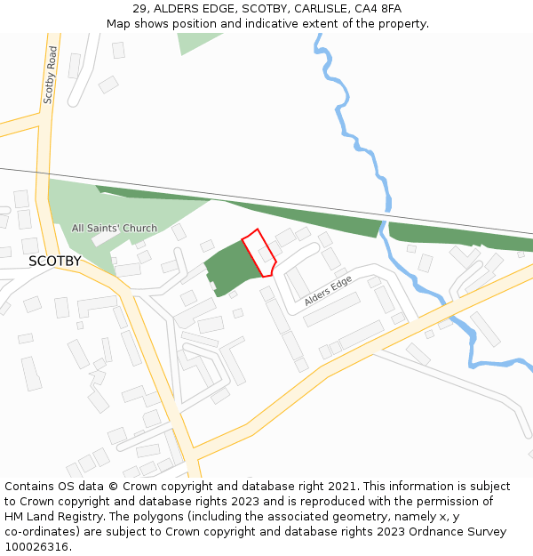 29, ALDERS EDGE, SCOTBY, CARLISLE, CA4 8FA: Location map and indicative extent of plot