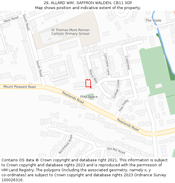 29, ALLARD WAY, SAFFRON WALDEN, CB11 3GP: Location map and indicative extent of plot