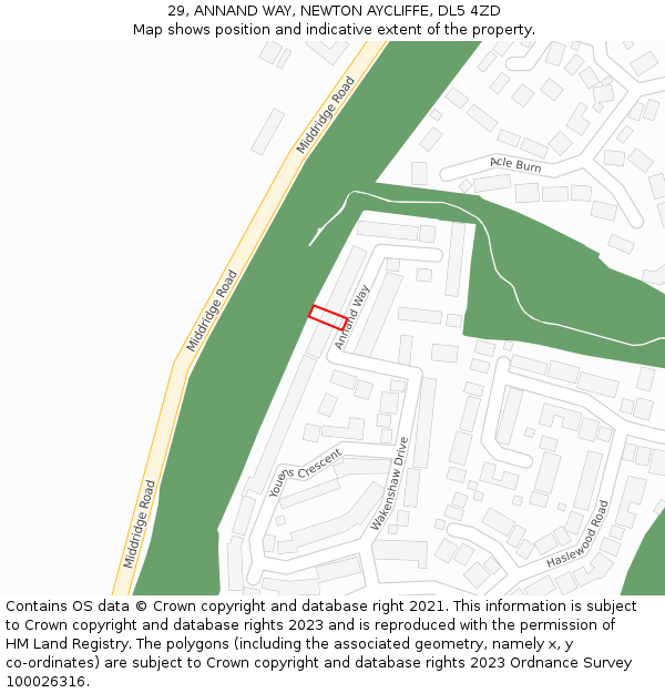 29, ANNAND WAY, NEWTON AYCLIFFE, DL5 4ZD: Location map and indicative extent of plot