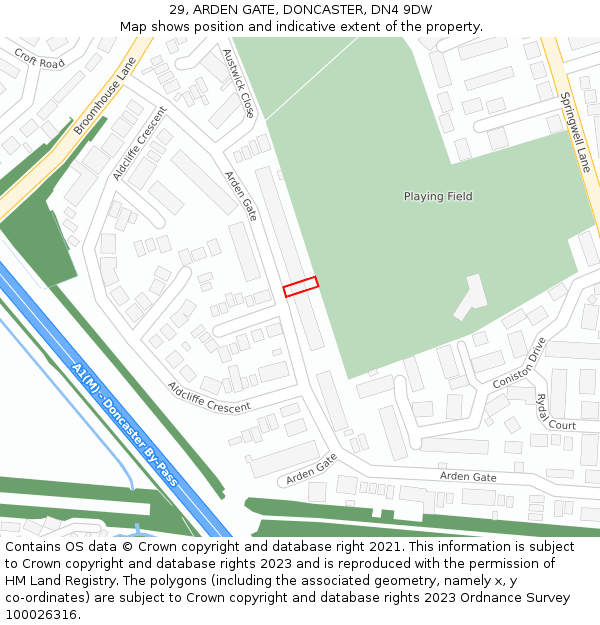 29, ARDEN GATE, DONCASTER, DN4 9DW: Location map and indicative extent of plot