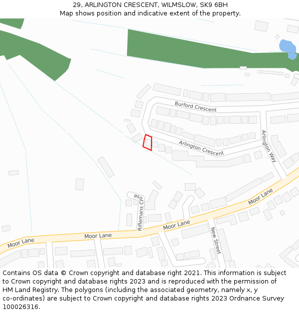 29, ARLINGTON CRESCENT, WILMSLOW, SK9 6BH: Location map and indicative extent of plot