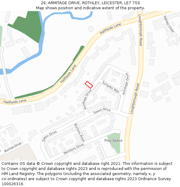 29, ARMITAGE DRIVE, ROTHLEY, LEICESTER, LE7 7SS: Location map and indicative extent of plot