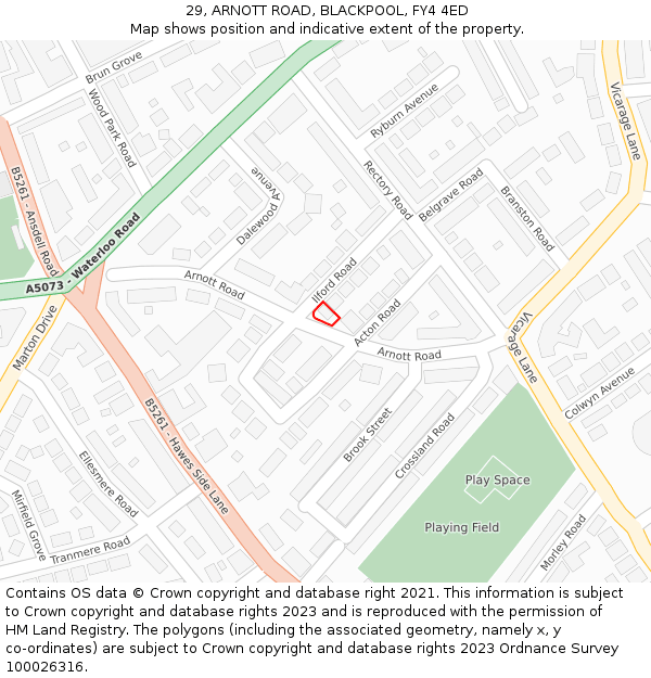 29, ARNOTT ROAD, BLACKPOOL, FY4 4ED: Location map and indicative extent of plot