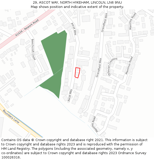 29, ASCOT WAY, NORTH HYKEHAM, LINCOLN, LN6 9NU: Location map and indicative extent of plot