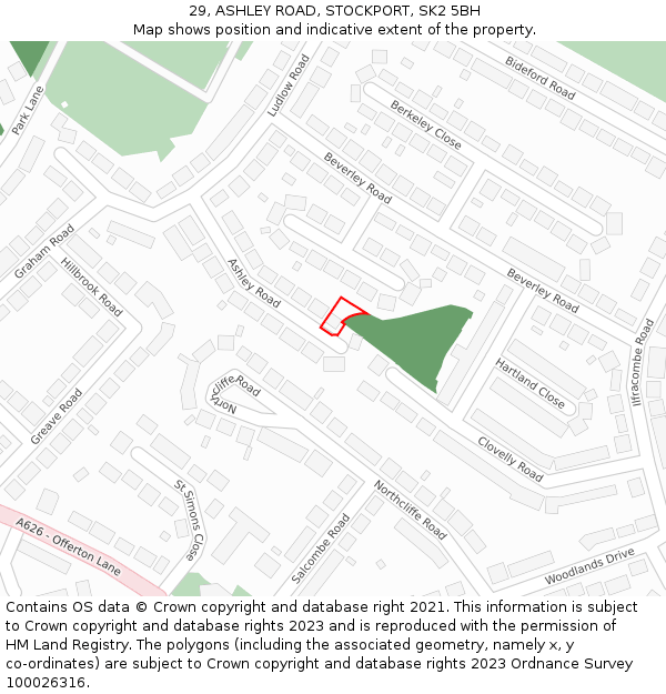 29, ASHLEY ROAD, STOCKPORT, SK2 5BH: Location map and indicative extent of plot