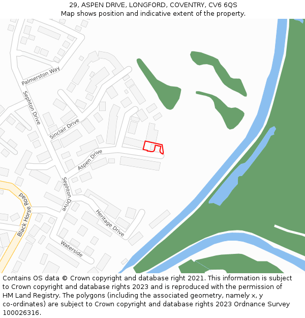 29, ASPEN DRIVE, LONGFORD, COVENTRY, CV6 6QS: Location map and indicative extent of plot