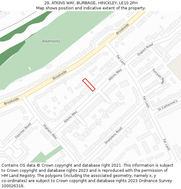 29, ATKINS WAY, BURBAGE, HINCKLEY, LE10 2PH: Location map and indicative extent of plot