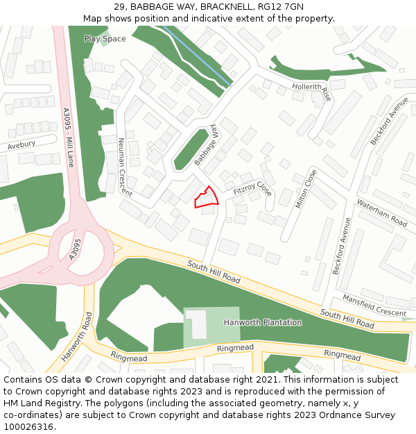 29, BABBAGE WAY, BRACKNELL, RG12 7GN: Location map and indicative extent of plot