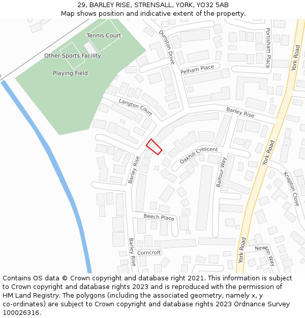 29, BARLEY RISE, STRENSALL, YORK, YO32 5AB: Location map and indicative extent of plot