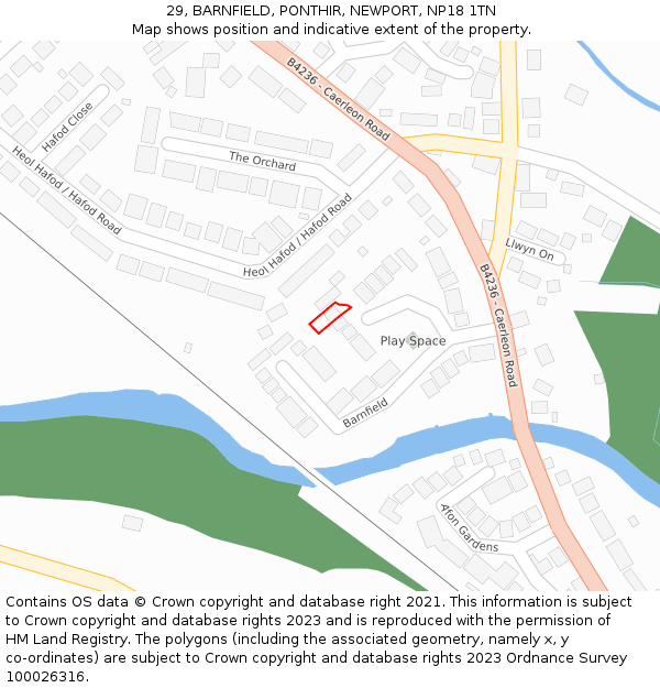 29, BARNFIELD, PONTHIR, NEWPORT, NP18 1TN: Location map and indicative extent of plot