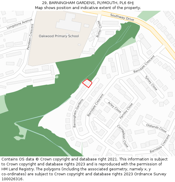 29, BARNINGHAM GARDENS, PLYMOUTH, PL6 6HJ: Location map and indicative extent of plot