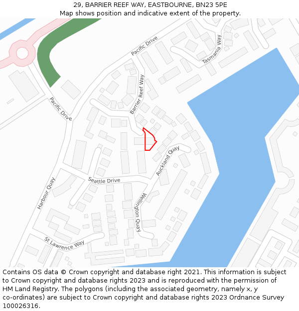 29, BARRIER REEF WAY, EASTBOURNE, BN23 5PE: Location map and indicative extent of plot