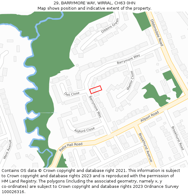 29, BARRYMORE WAY, WIRRAL, CH63 0HN: Location map and indicative extent of plot