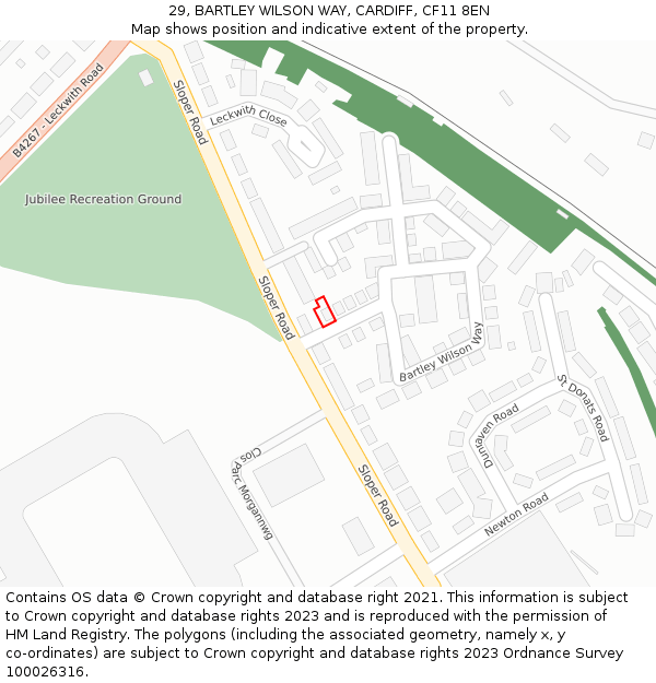 29, BARTLEY WILSON WAY, CARDIFF, CF11 8EN: Location map and indicative extent of plot