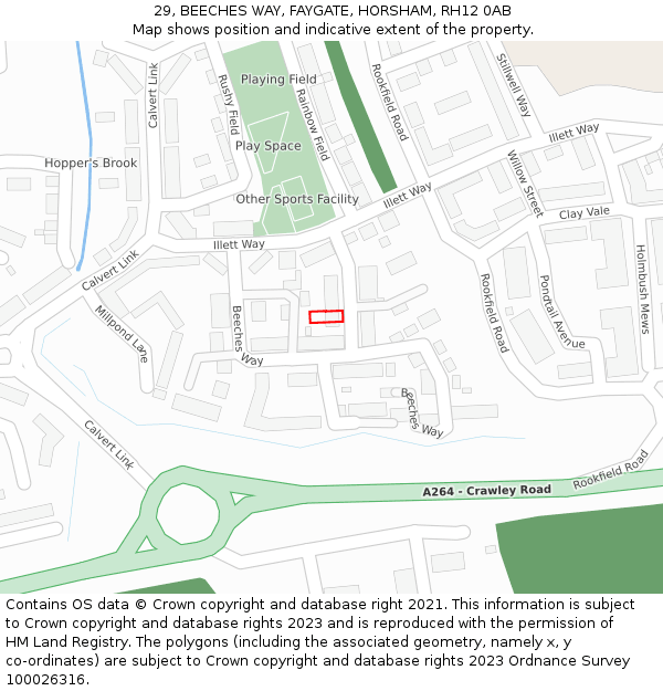 29, BEECHES WAY, FAYGATE, HORSHAM, RH12 0AB: Location map and indicative extent of plot