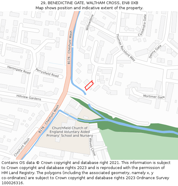 29, BENEDICTINE GATE, WALTHAM CROSS, EN8 0XB: Location map and indicative extent of plot