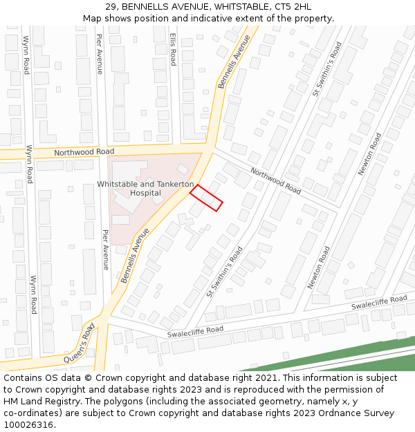 29, BENNELLS AVENUE, WHITSTABLE, CT5 2HL: Location map and indicative extent of plot