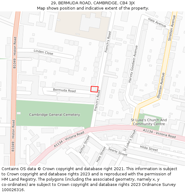 29, BERMUDA ROAD, CAMBRIDGE, CB4 3JX: Location map and indicative extent of plot