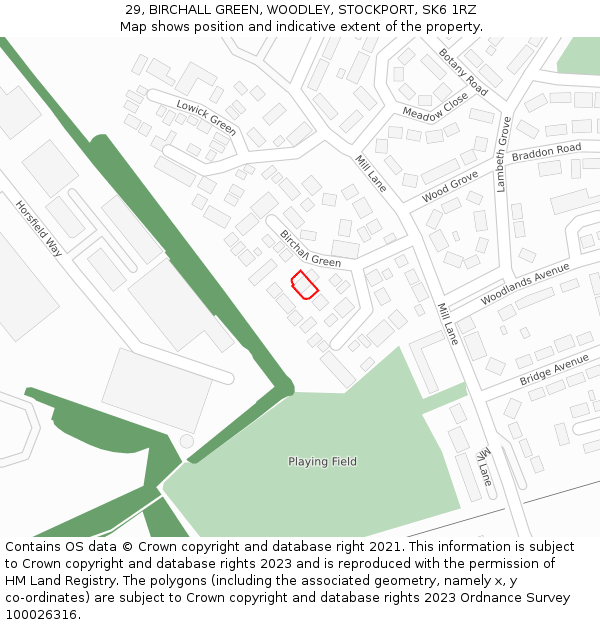 29, BIRCHALL GREEN, WOODLEY, STOCKPORT, SK6 1RZ: Location map and indicative extent of plot